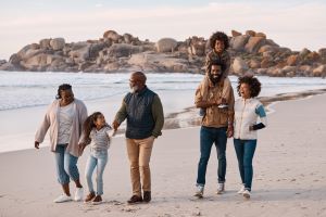 Family on beach vacation